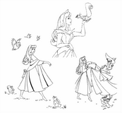 coloriage la belle au bois dormant et ses amis